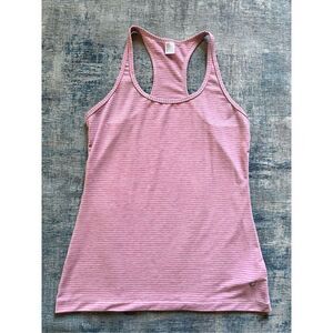 Gap Fit Pink Cream Stripe Breathe Racerback Athletic Tank Top Medium